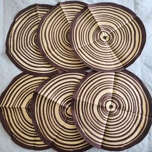 Natural Look Abstract Round Boho Placemats Table Decor Setting lot bundle set